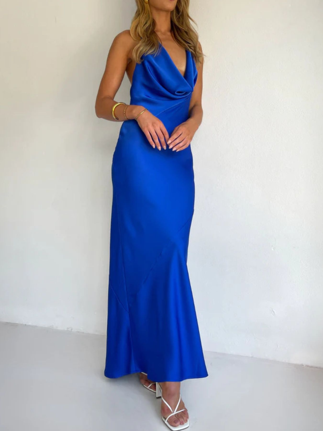 Halter Neck Satin Maxi Dress - Flip Flop Dynasty