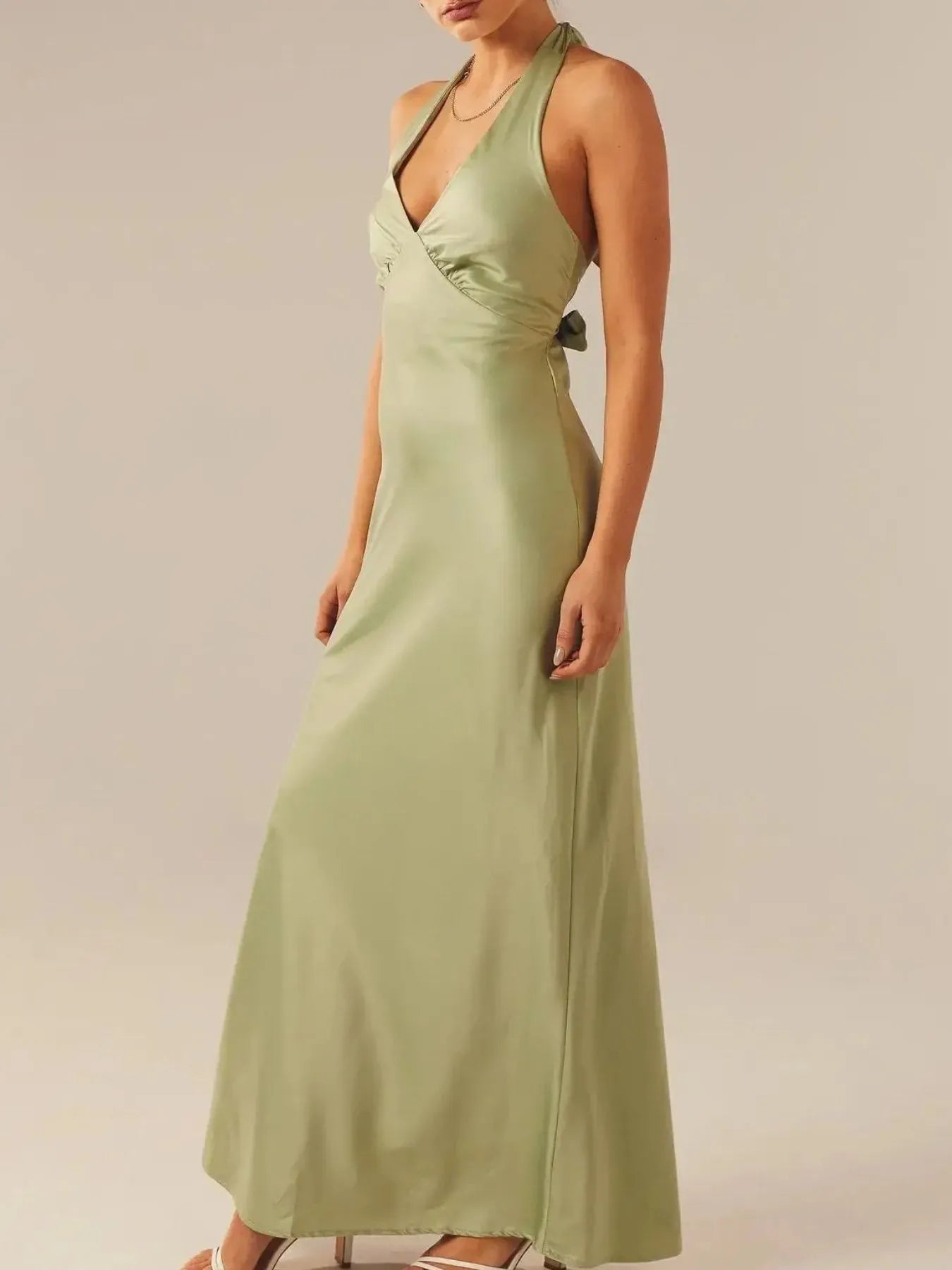Halter Neck Wrap Maxi Dress with Tie Detail - Flip Flop Dynasty