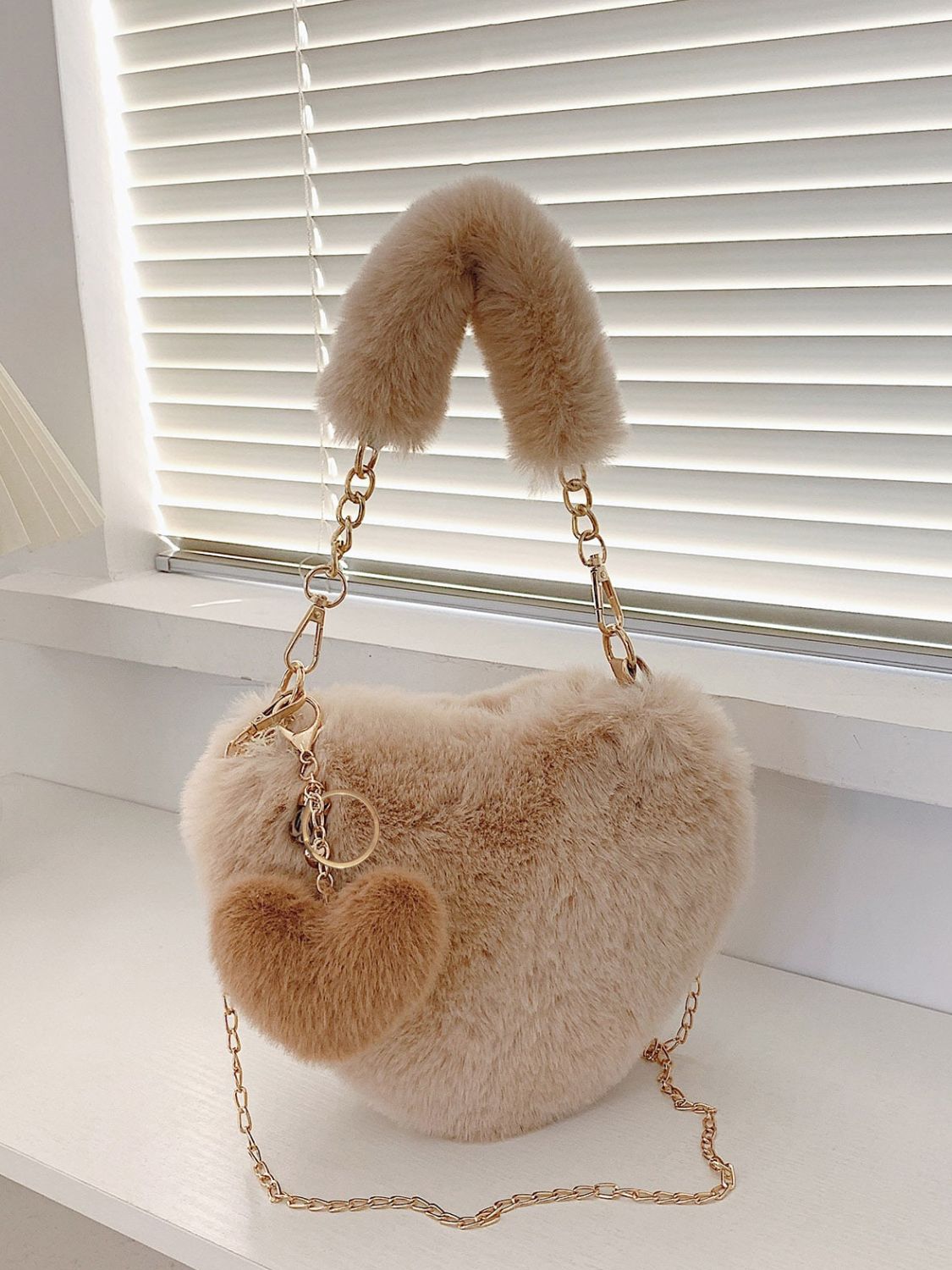 Heart Shape Faux Fur Handbag - Flip Flop Dynasty