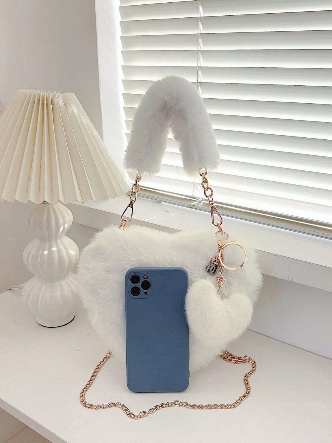 Heart Shape Faux Fur Handbag - Flip Flop Dynasty