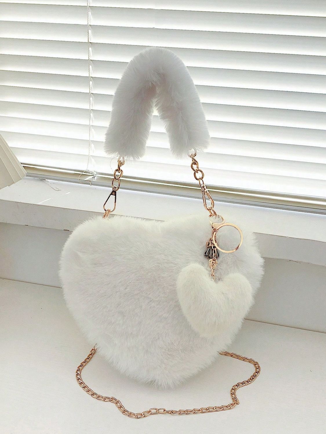 Heart Shape Faux Fur Handbag - Flip Flop Dynasty