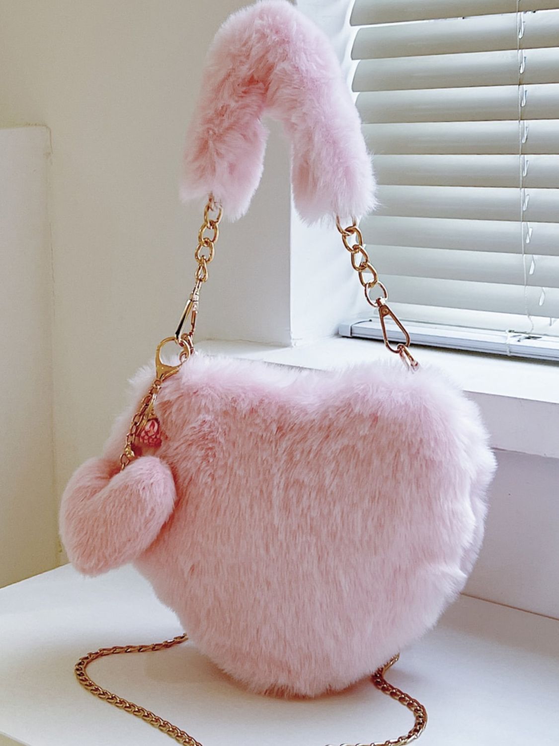 Heart Shape Faux Fur Handbag - Flip Flop Dynasty