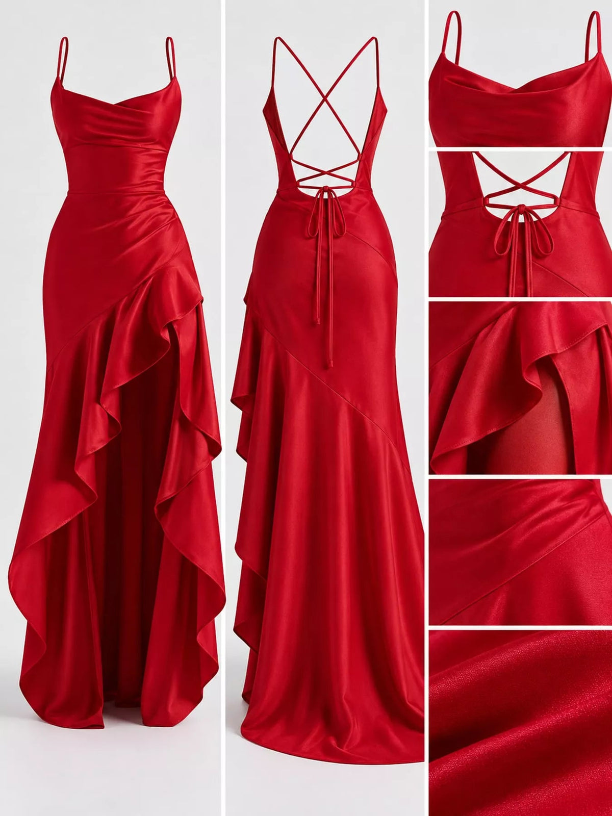 High-Low Ruffle Hem Evening Dress - Flip Flop Dynasty