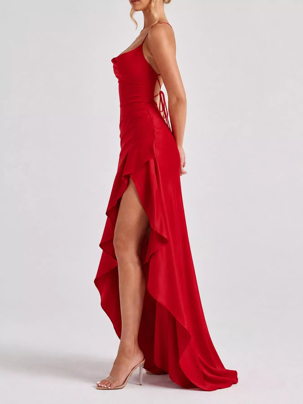 High-Low Ruffle Hem Evening Dress - Flip Flop Dynasty