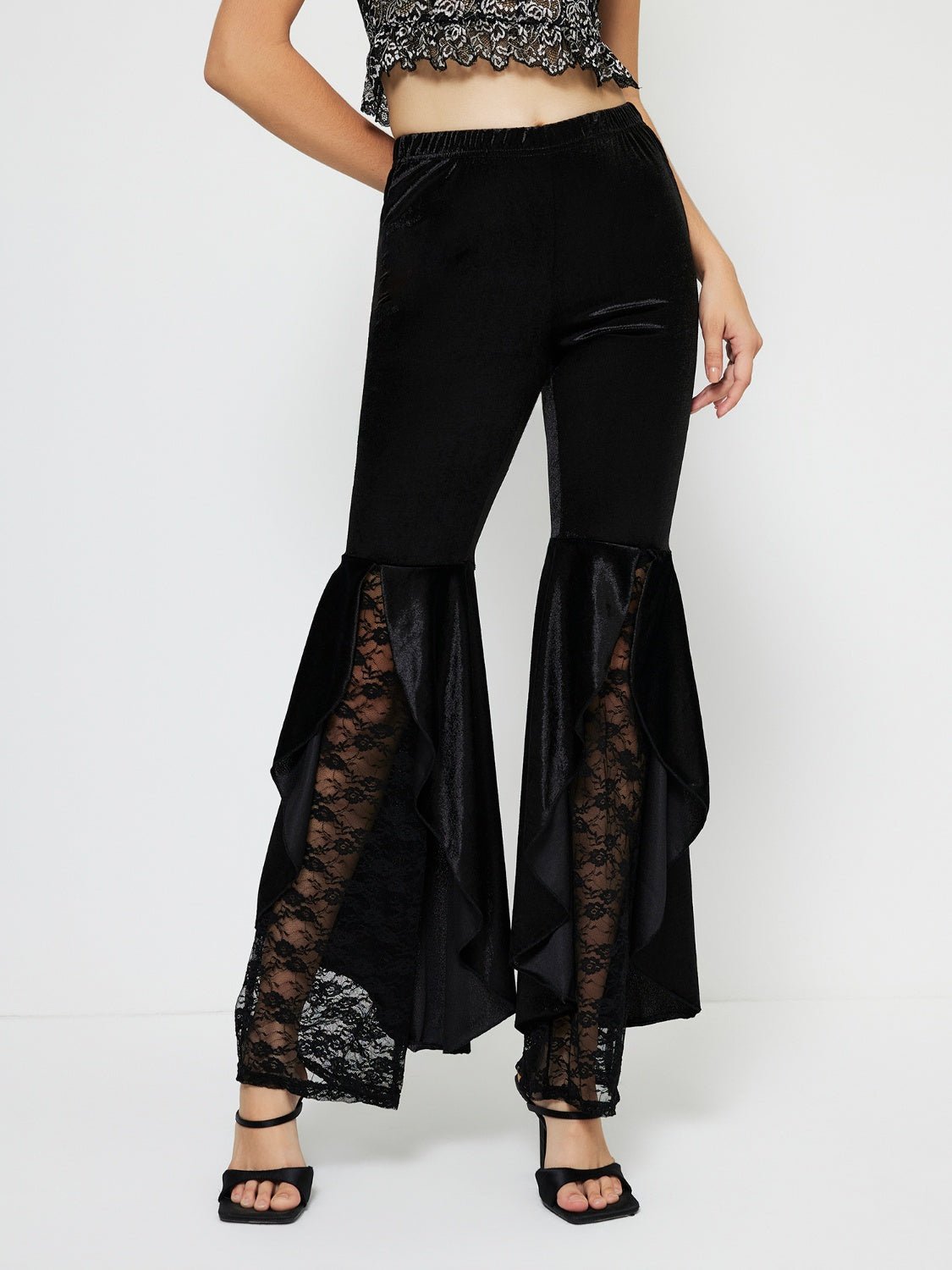 High Waist Lace Flare Pants - Flip Flop Dynasty