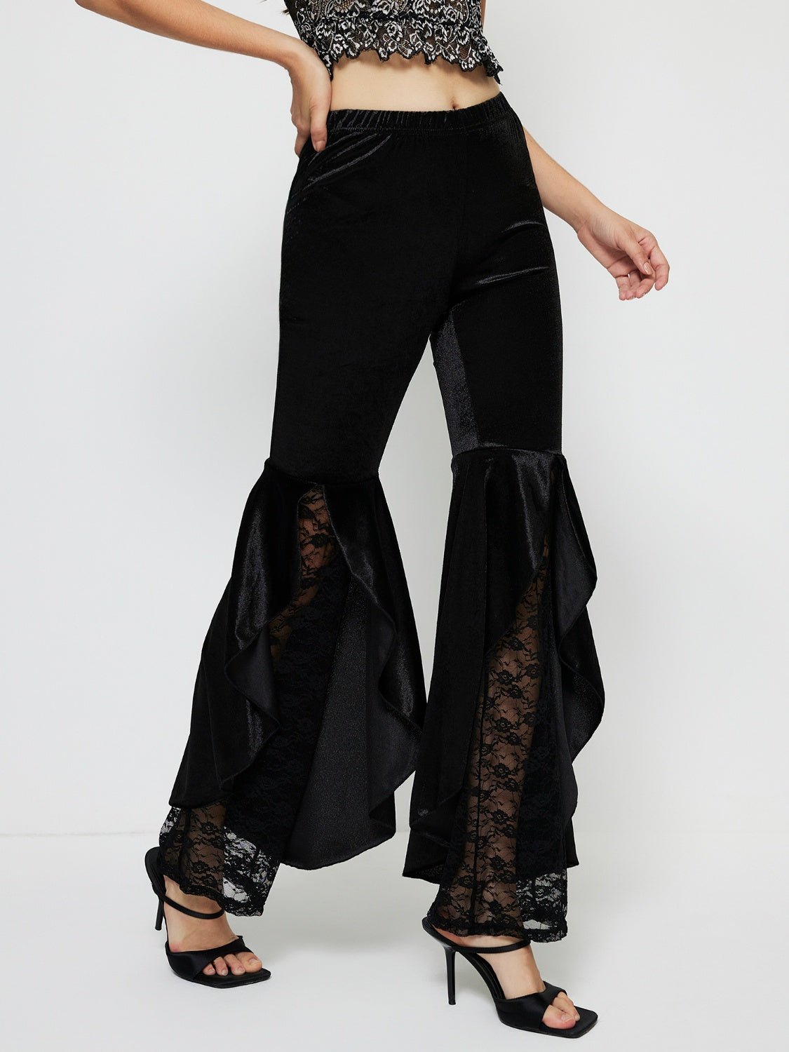 High Waist Lace Flare Pants - Flip Flop Dynasty