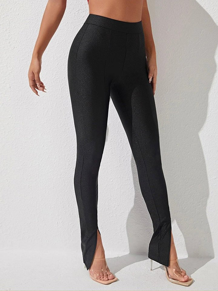 High Waist Slit Skinny Pants - Flip Flop Dynasty