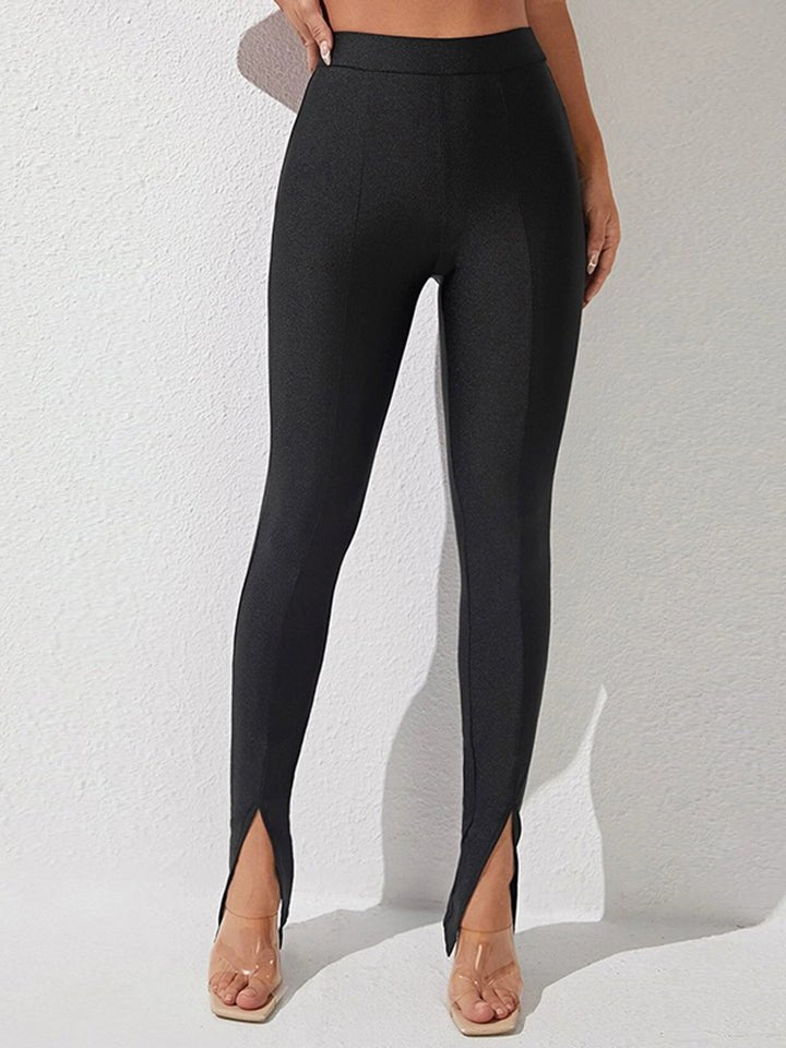 High Waist Slit Skinny Pants - Flip Flop Dynasty