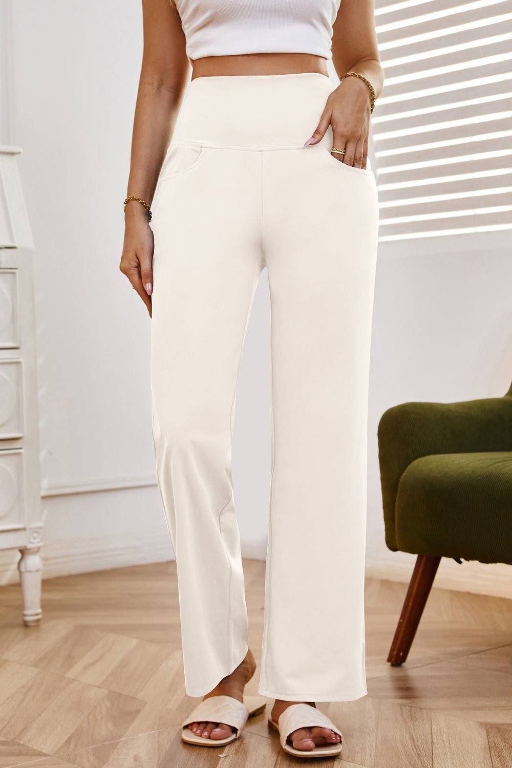 High Waist Wide Leg Pants with Pockets - Flip Flop Dynasty