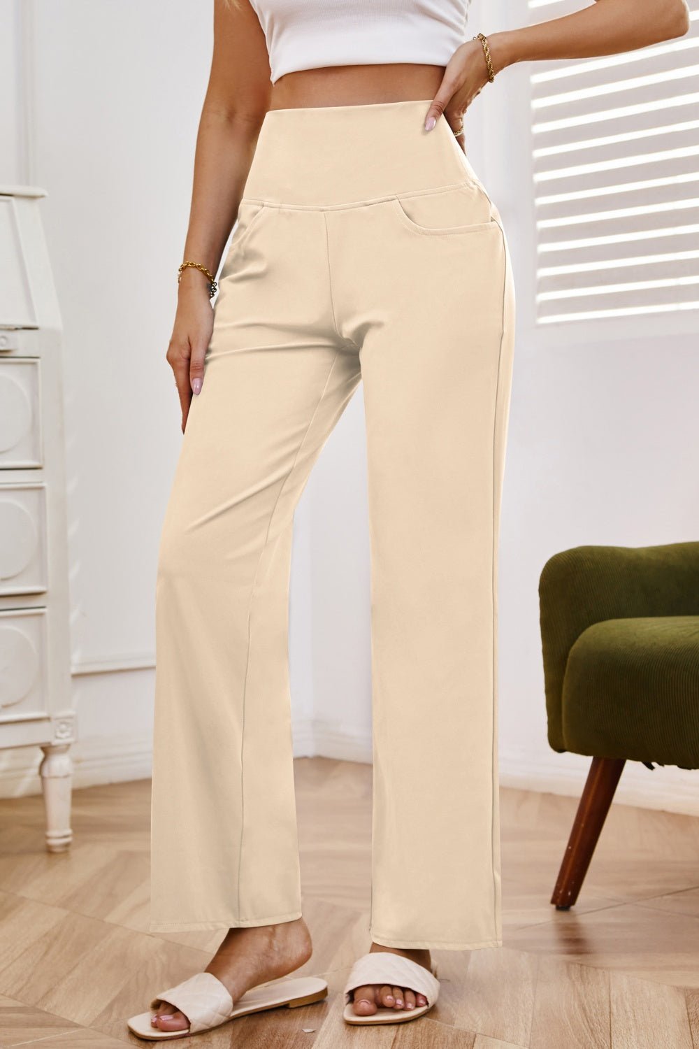 High Waist Wide Leg Pants with Pockets - Flip Flop Dynasty