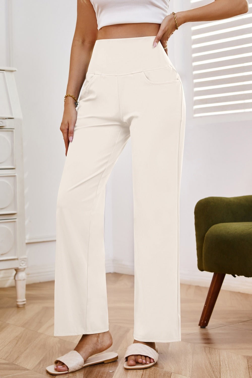 High Waist Wide Leg Pants with Pockets - Flip Flop Dynasty