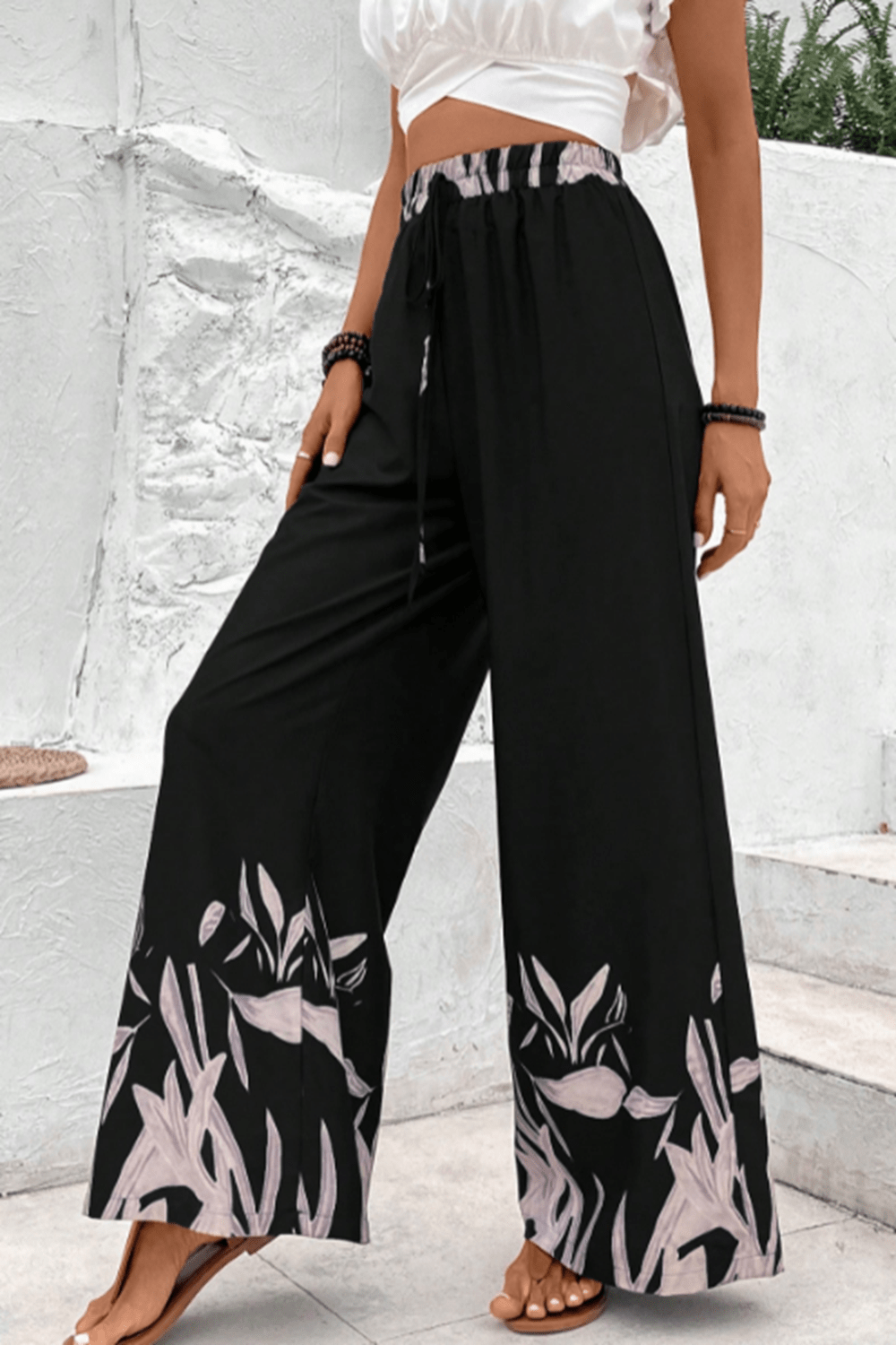 Honey Drawstring High Waist Relax Fit Long Pants - Flip Flop Dynasty