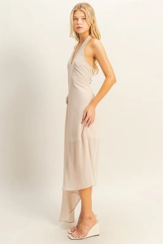 HYFVE Chiffon Halter Asymmetrical Hem Dress - Flip Flop Dynasty