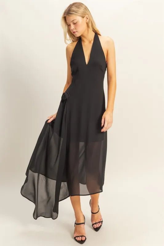 HYFVE Chiffon Halter Asymmetrical Hem Dress - Flip Flop Dynasty