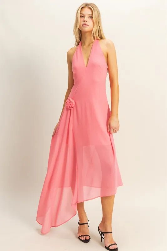 HYFVE Chiffon Halter Asymmetrical Hem Dress - Flip Flop Dynasty