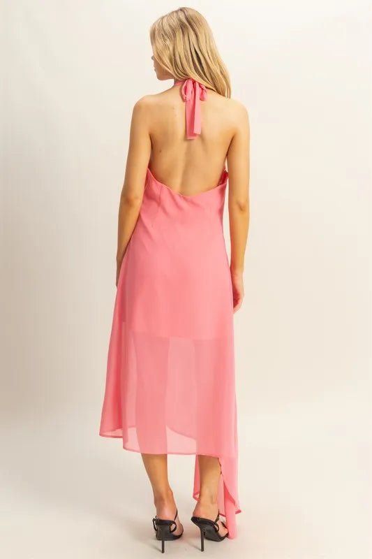 HYFVE Chiffon Halter Asymmetrical Hem Dress - Flip Flop Dynasty