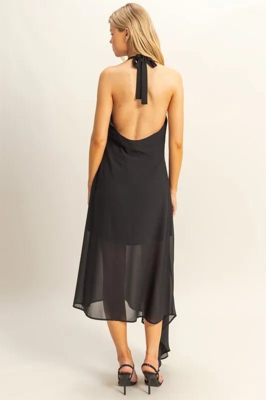 HYFVE Chiffon Halter Asymmetrical Hem Dress - Flip Flop Dynasty
