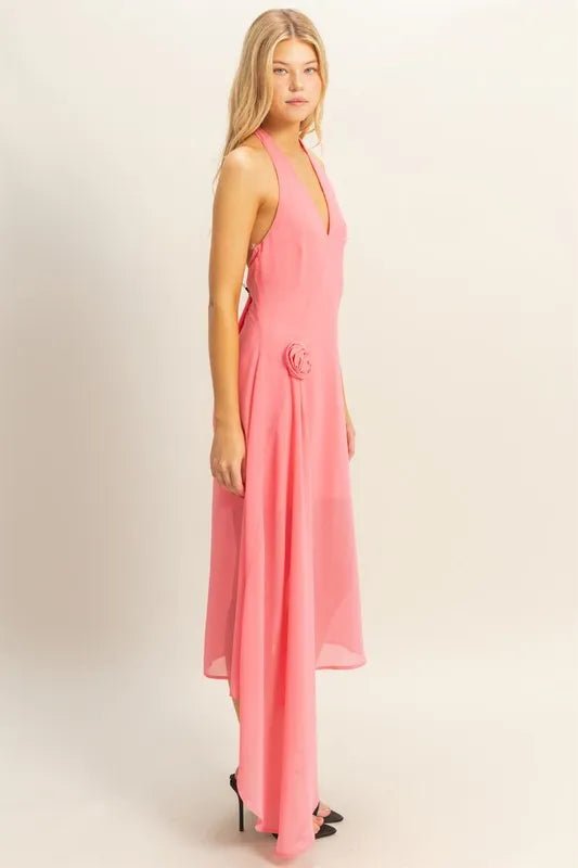 HYFVE Chiffon Halter Asymmetrical Hem Dress - Flip Flop Dynasty