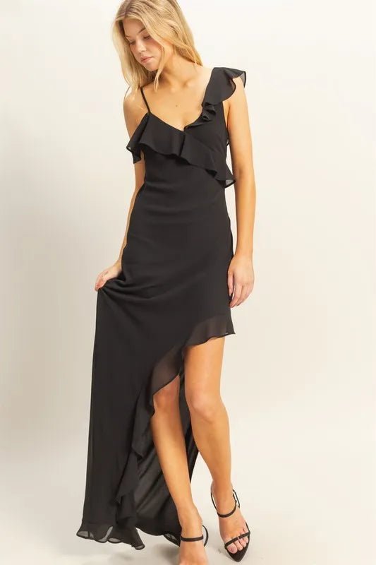 HYFVE Chiffon Ruffle Trim Midi Dress - Flip Flop Dynasty