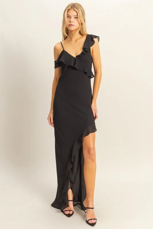 HYFVE Chiffon Ruffle Trim Midi Dress - Flip Flop Dynasty