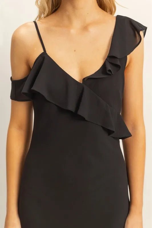 HYFVE Chiffon Ruffle Trim Midi Dress - Flip Flop Dynasty