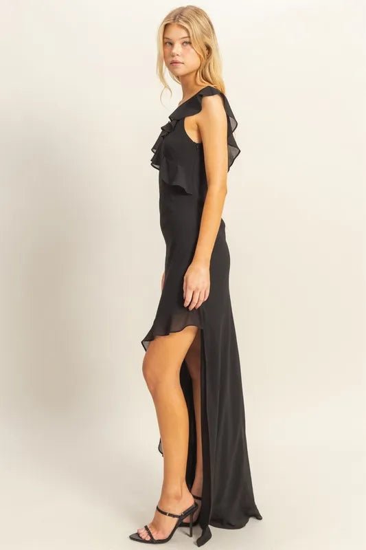 HYFVE Chiffon Ruffle Trim Midi Dress - Flip Flop Dynasty