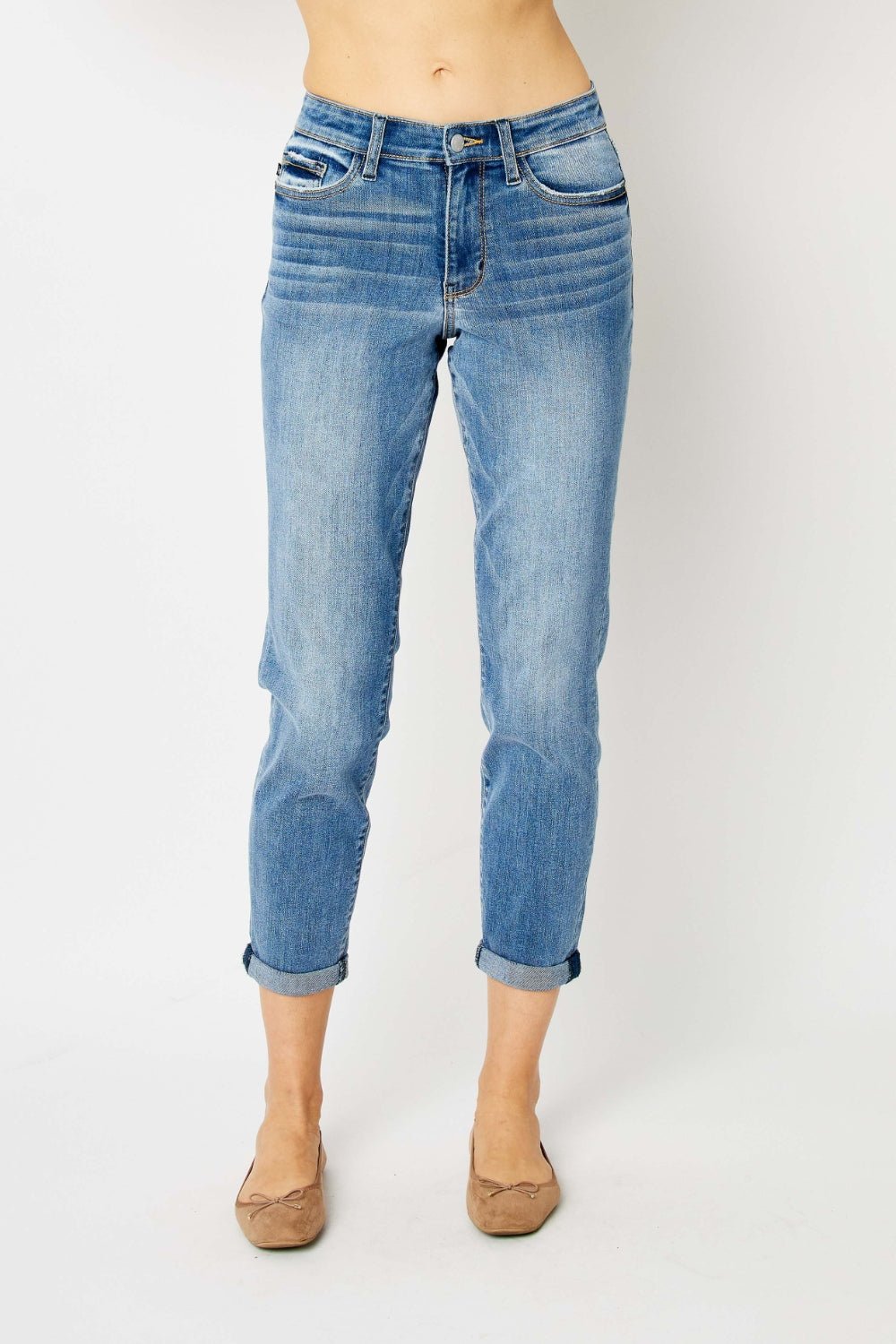 Judy Blue Full Size Cuffed Hem Slim Jeans - Flip Flop Dynasty