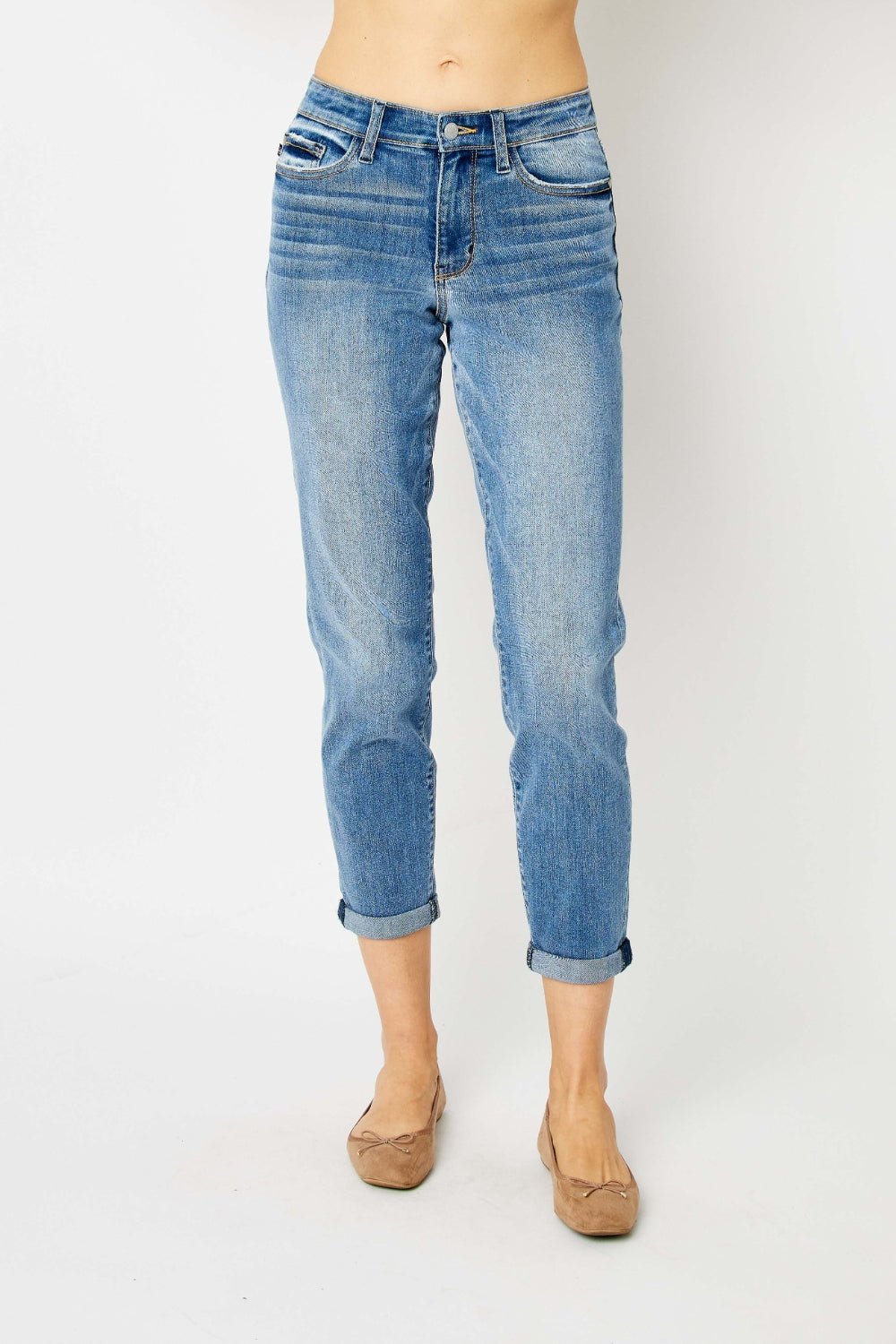 Judy Blue Full Size Cuffed Hem Slim Jeans - Flip Flop Dynasty