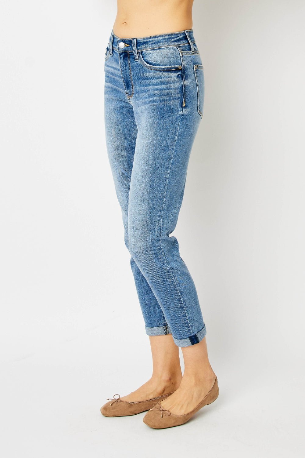 Judy Blue Full Size Cuffed Hem Slim Jeans - Flip Flop Dynasty