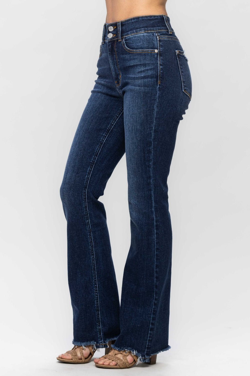 Judy Blue Full Size Frayed Hem Bootcut Jeans - Flip Flop Dynasty