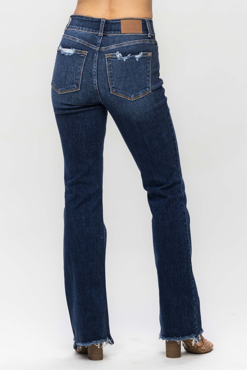 Judy Blue Full Size Frayed Hem Bootcut Jeans - Flip Flop Dynasty