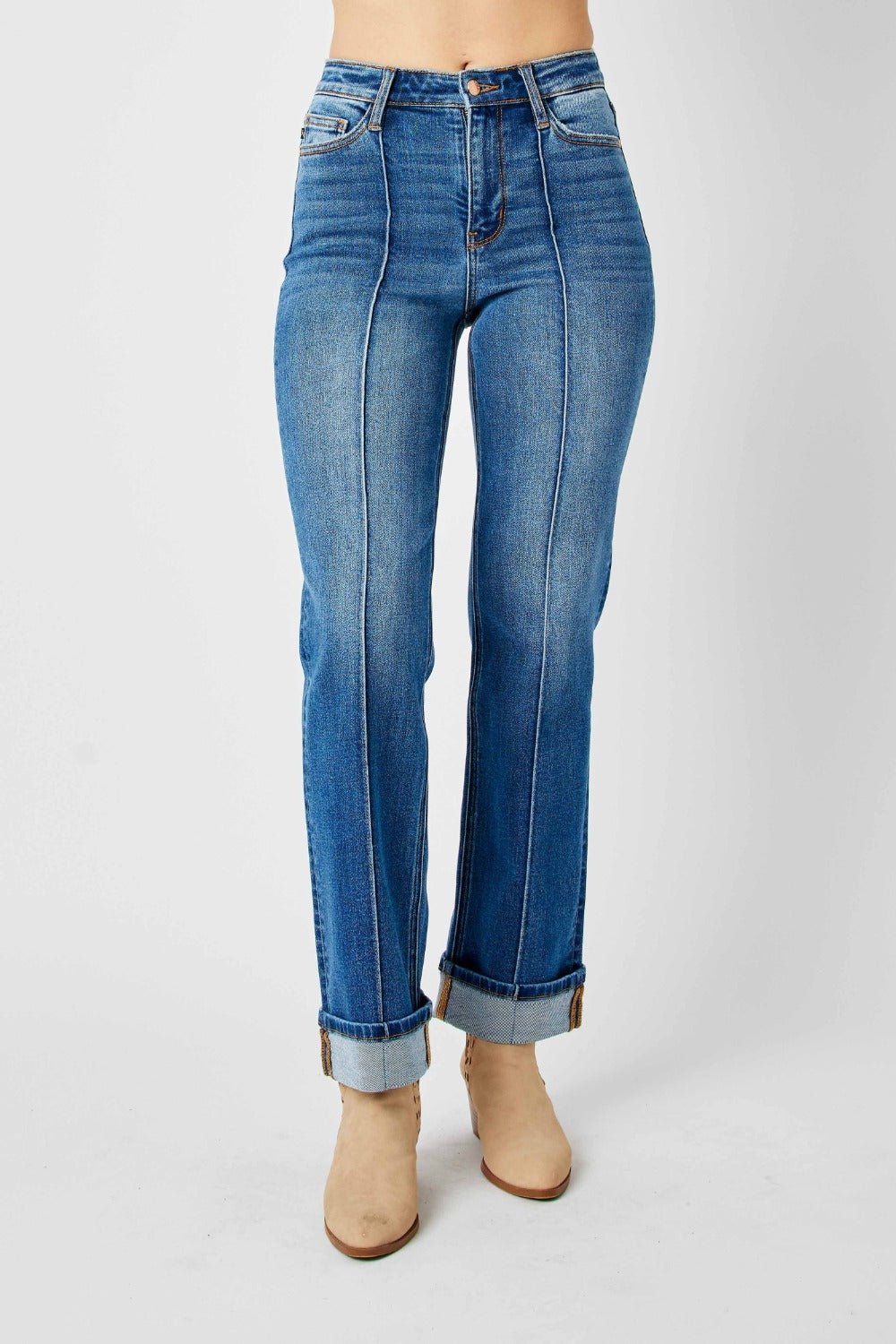 Judy Blue Full Size High Waist Front Seam Detail Straight Jeans - Flip Flop Dynasty