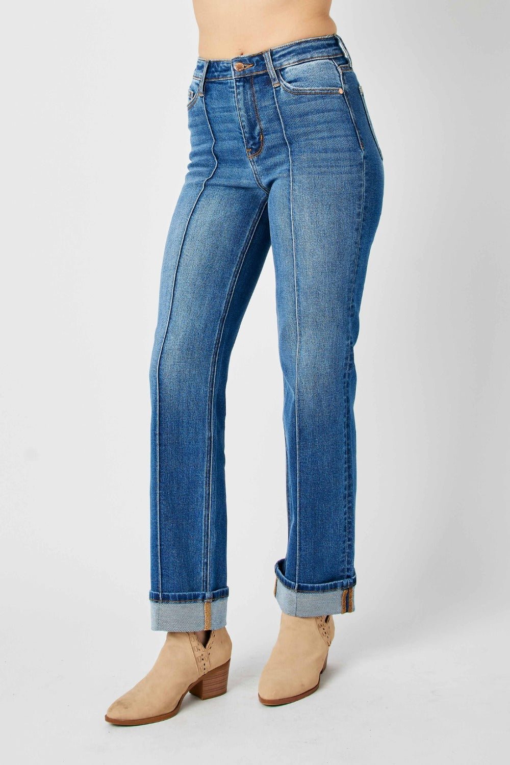 Judy Blue Full Size High Waist Front Seam Detail Straight Jeans - Flip Flop Dynasty