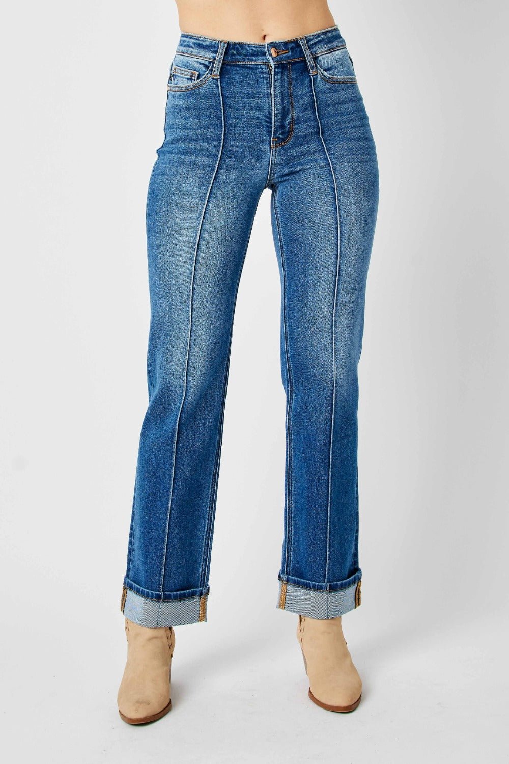 Judy Blue Full Size High Waist Front Seam Detail Straight Jeans - Flip Flop Dynasty