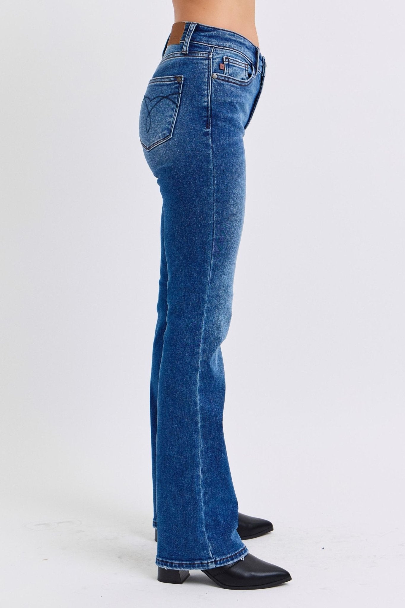 Judy Blue Full Size Run Mid - Rise Bootcut Jeans with Thermal Lining - Flip Flop Dynasty