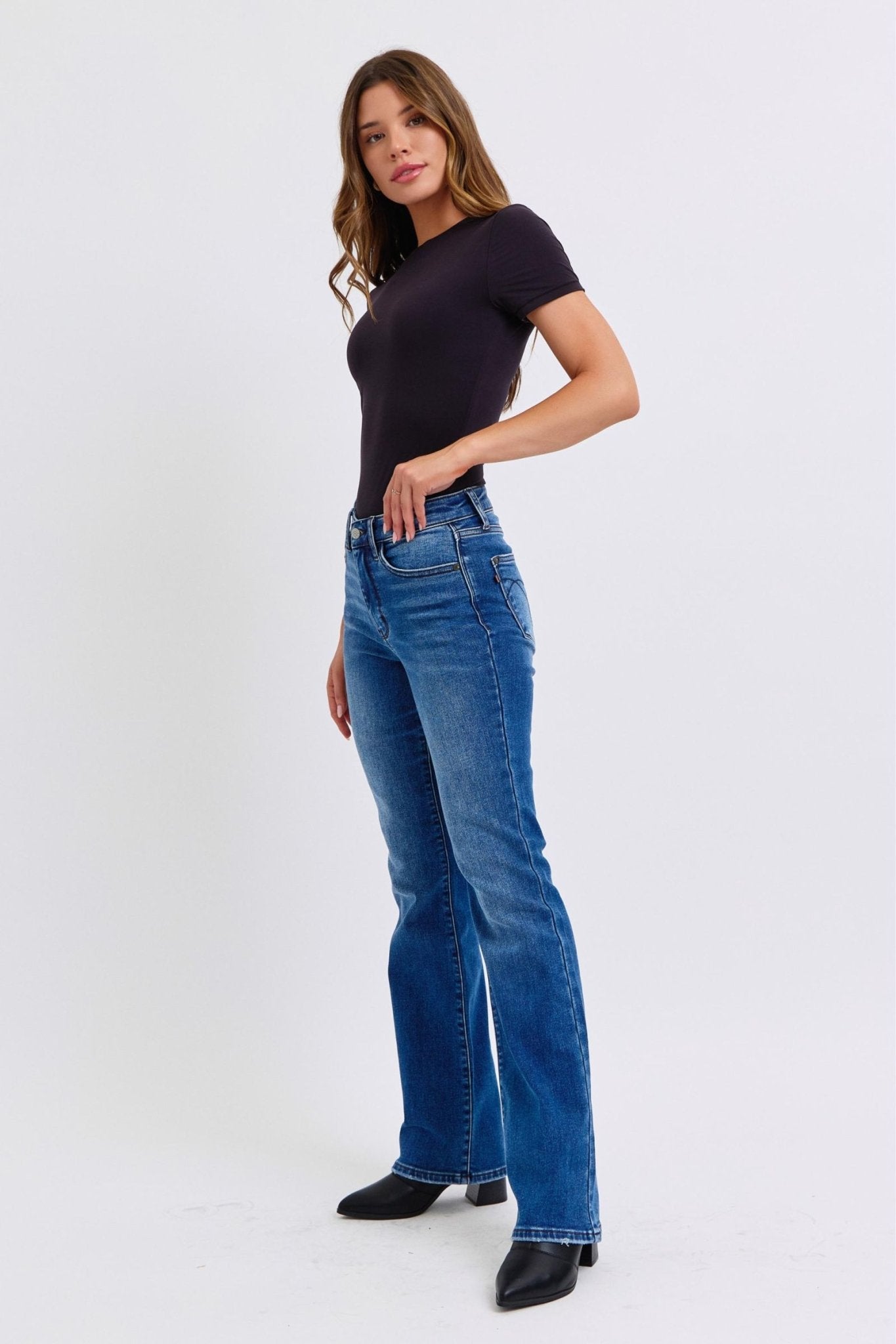 Judy Blue Full Size Run Mid - Rise Bootcut Jeans with Thermal Lining - Flip Flop Dynasty