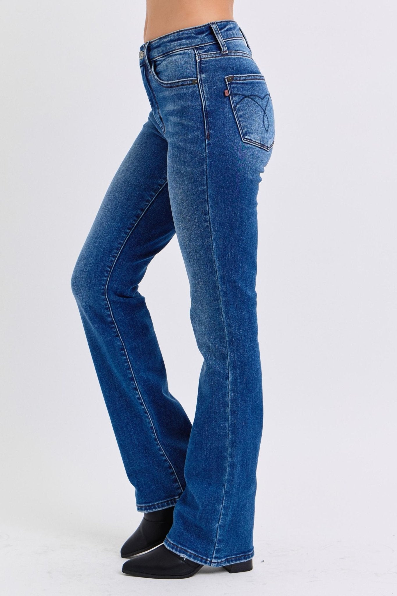 Judy Blue Full Size Run Mid - Rise Bootcut Jeans with Thermal Lining - Flip Flop Dynasty