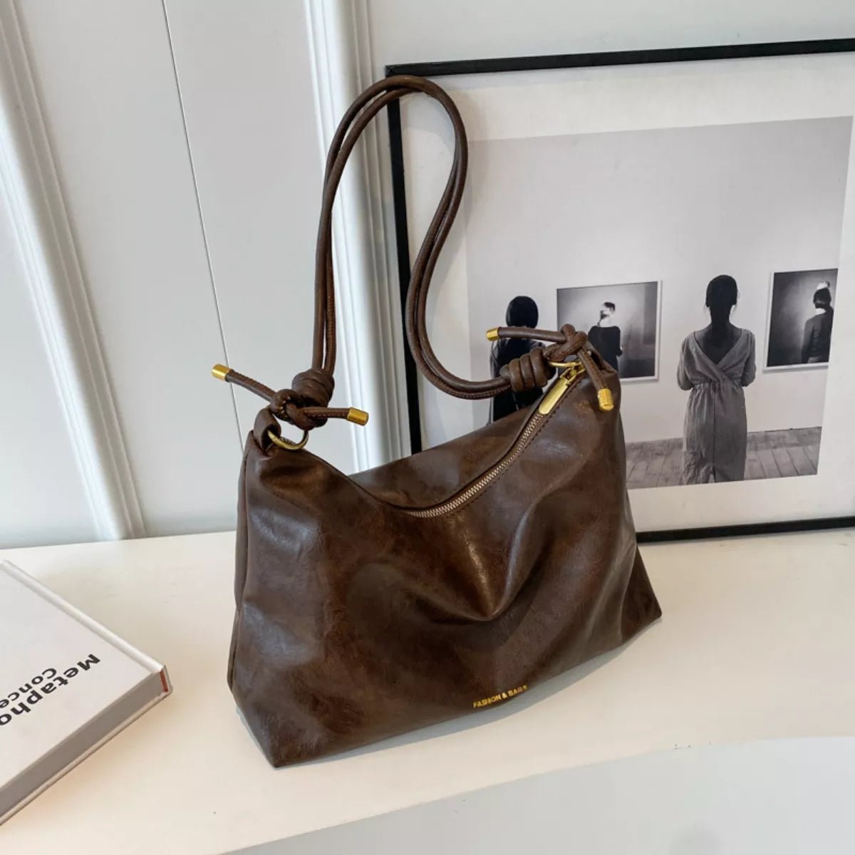 Knotted Strap Leather Handbag - Flip Flop Dynasty