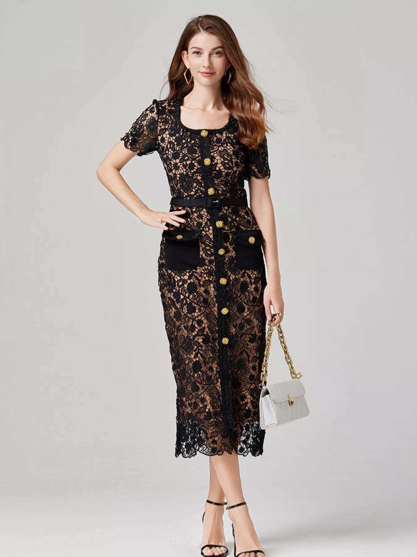 Lace Button-Up Midi Dress - Flip Flop Dynasty
