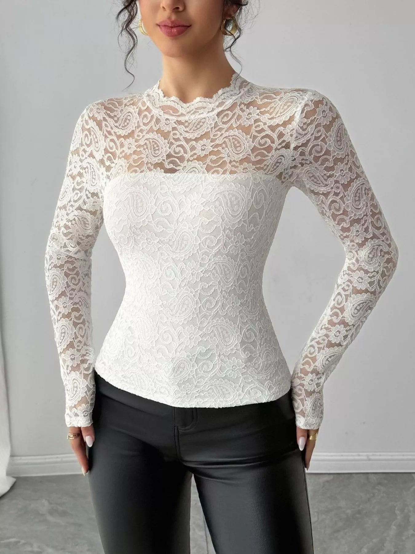 Lace Long Sleeve Top - Flip Flop Dynasty