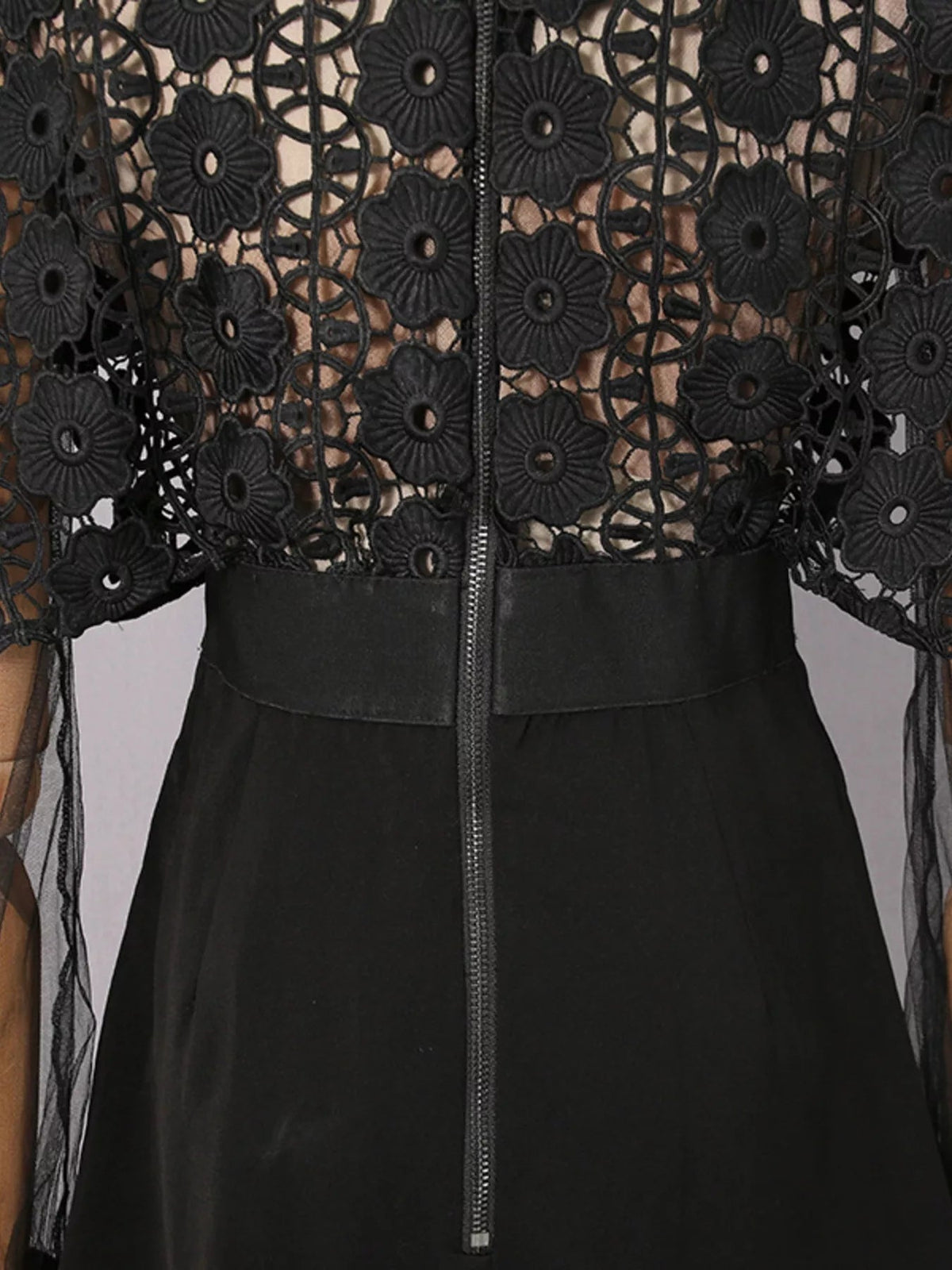 Lace Sheer Sleeve Mini Dress - Flip Flop Dynasty