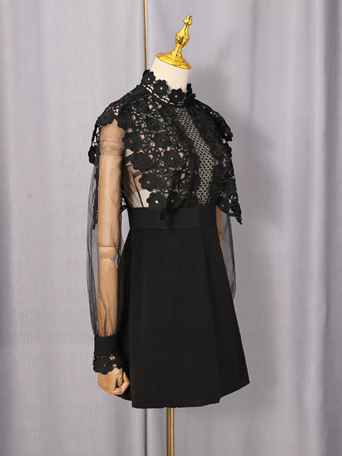 Lace Sheer Sleeve Mini Dress - Flip Flop Dynasty