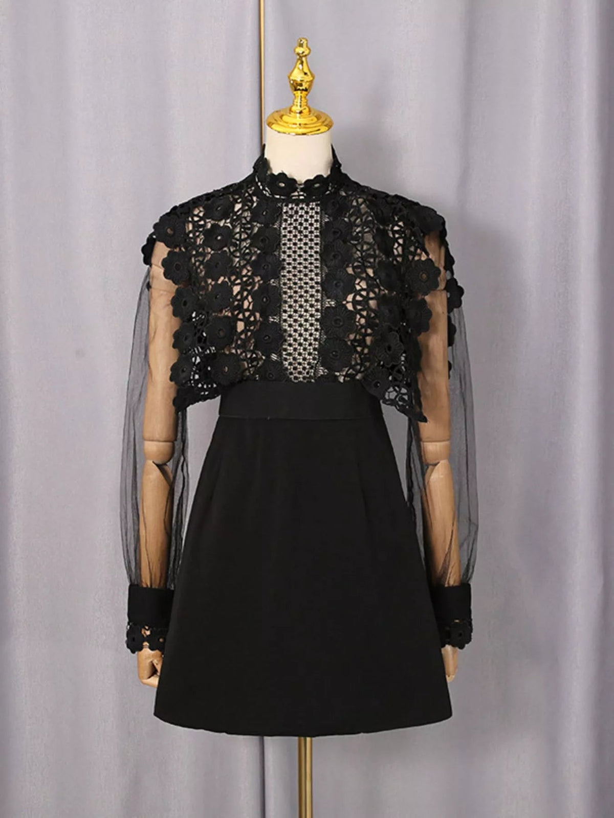 Lace Sheer Sleeve Mini Dress - Flip Flop Dynasty