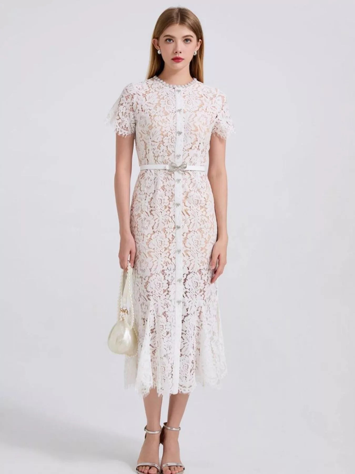 Lace Short Sleeve Mermaid Dress - Flip Flop Dynasty