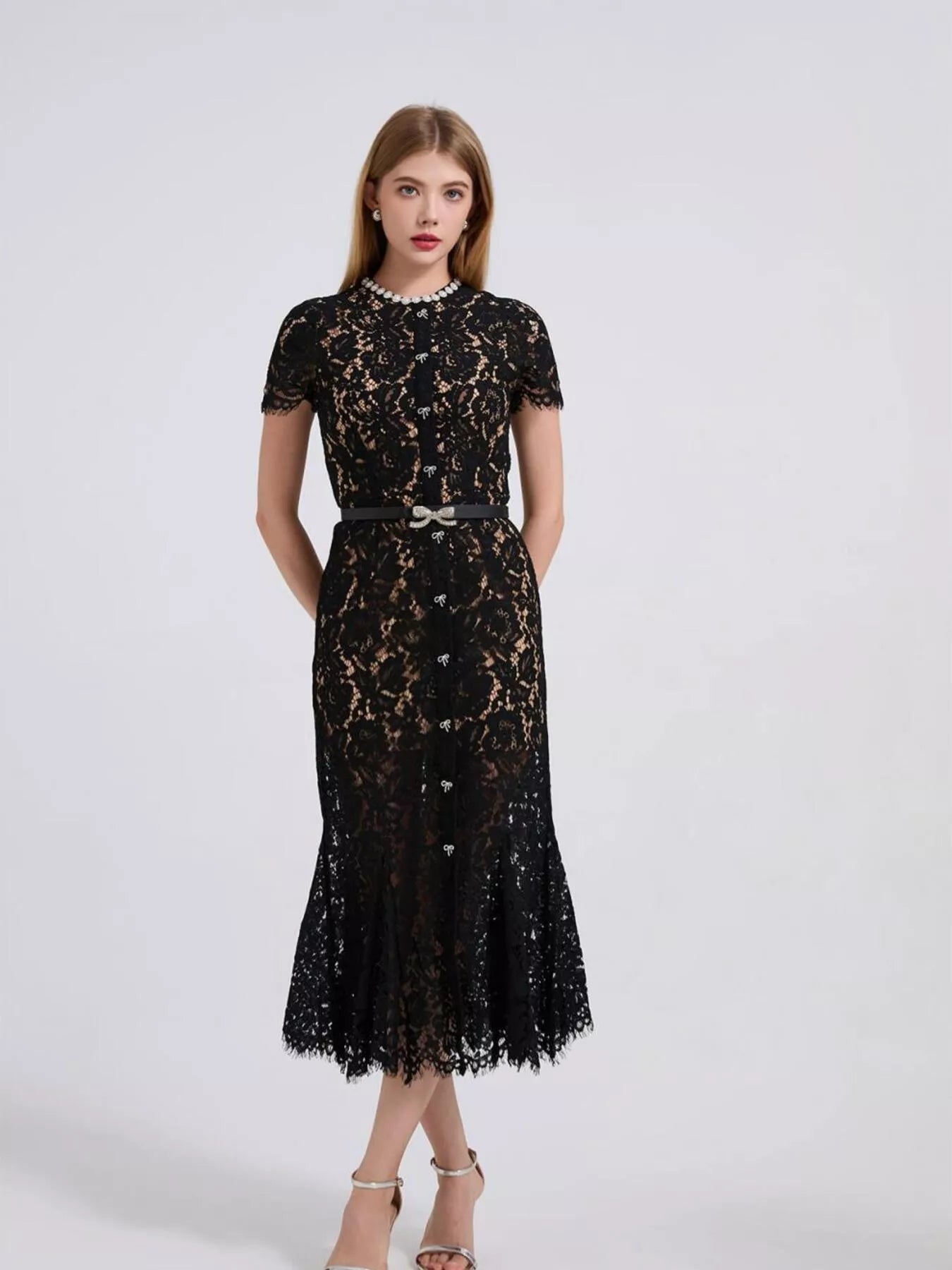 Lace Short Sleeve Mermaid Dress - Flip Flop Dynasty