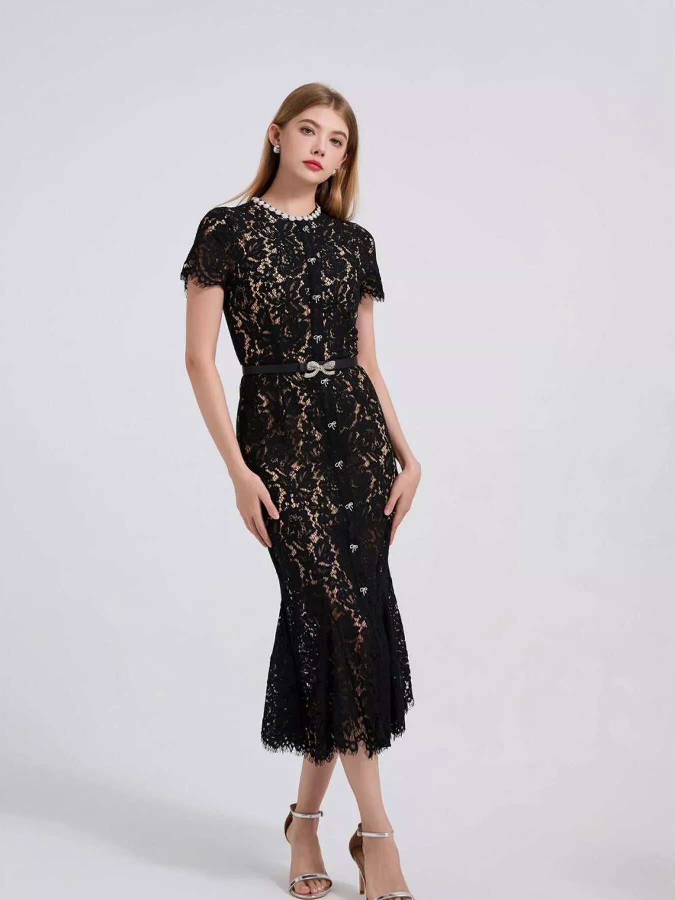 Lace Short Sleeve Mermaid Dress - Flip Flop Dynasty