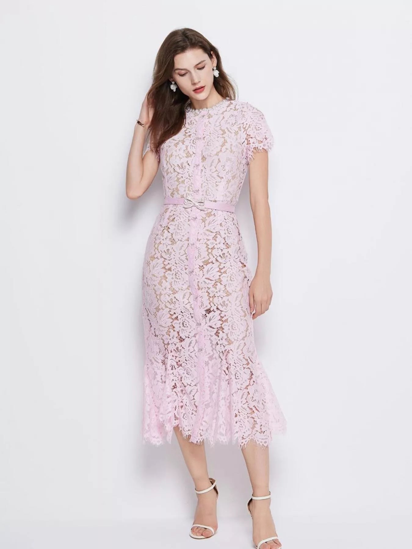 Lace Short Sleeve Mermaid Dress - Flip Flop Dynasty