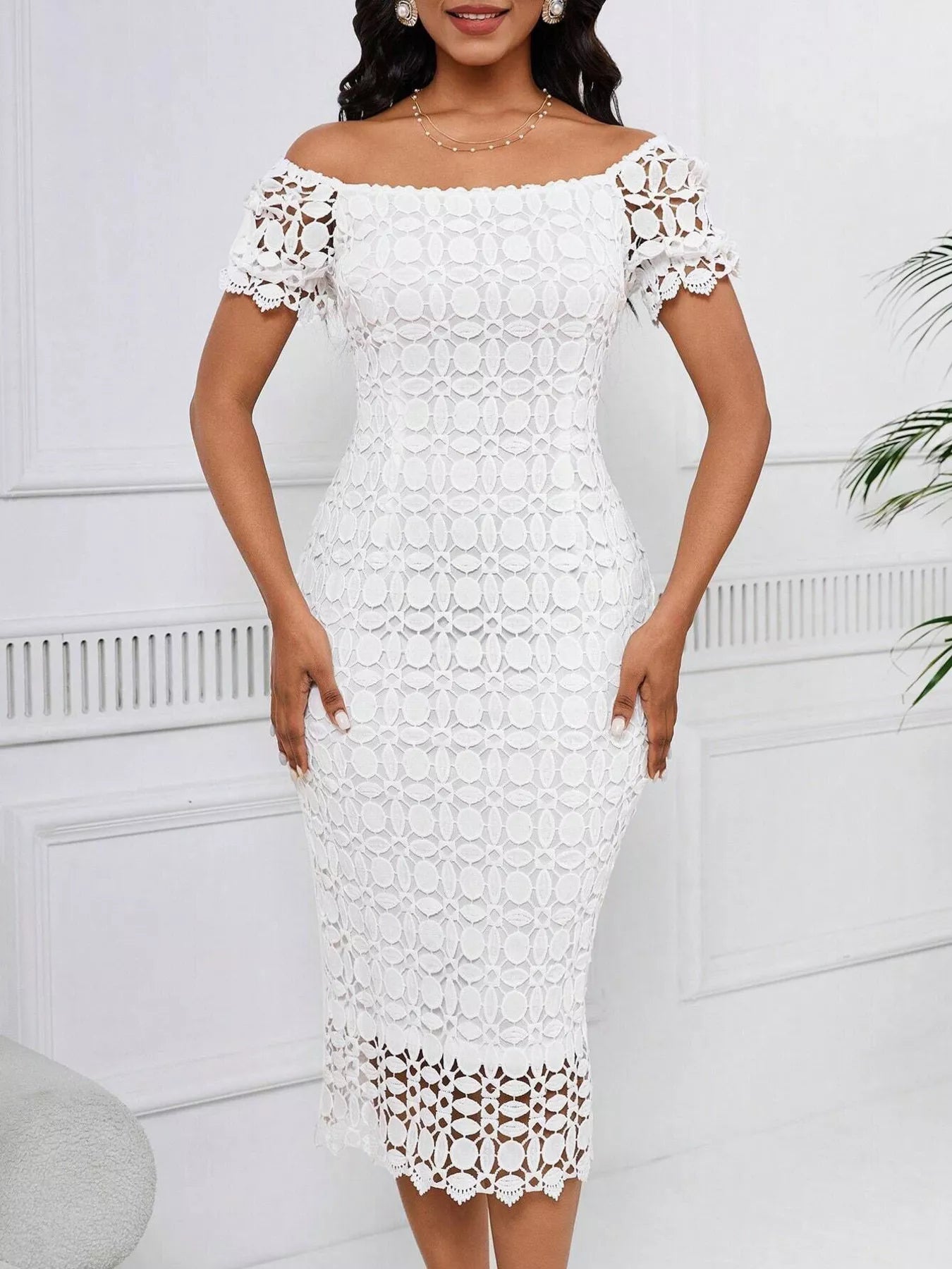 Lace Short Sleeve Midi Dress - Flip Flop Dynasty