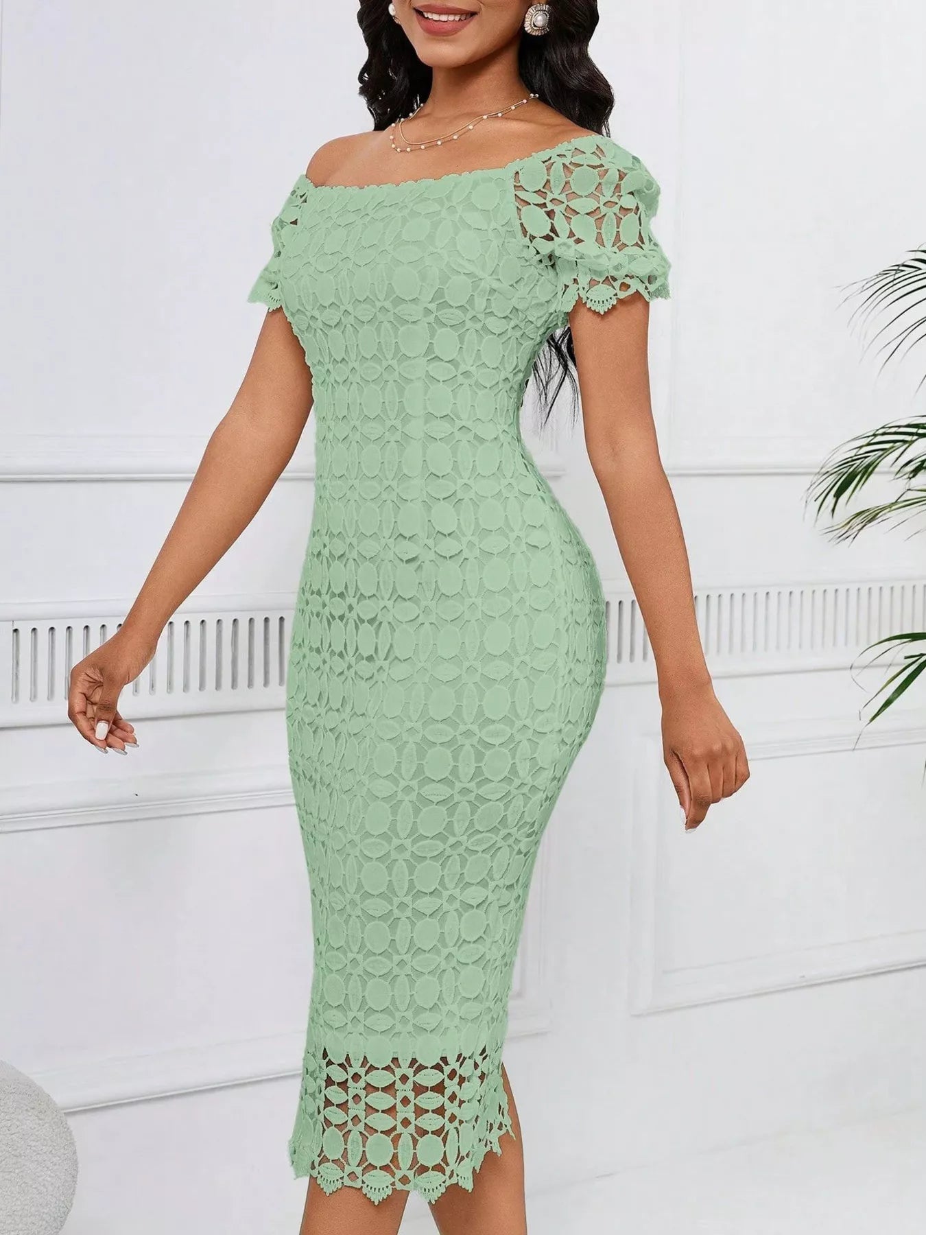 Lace Short Sleeve Midi Dress - Flip Flop Dynasty