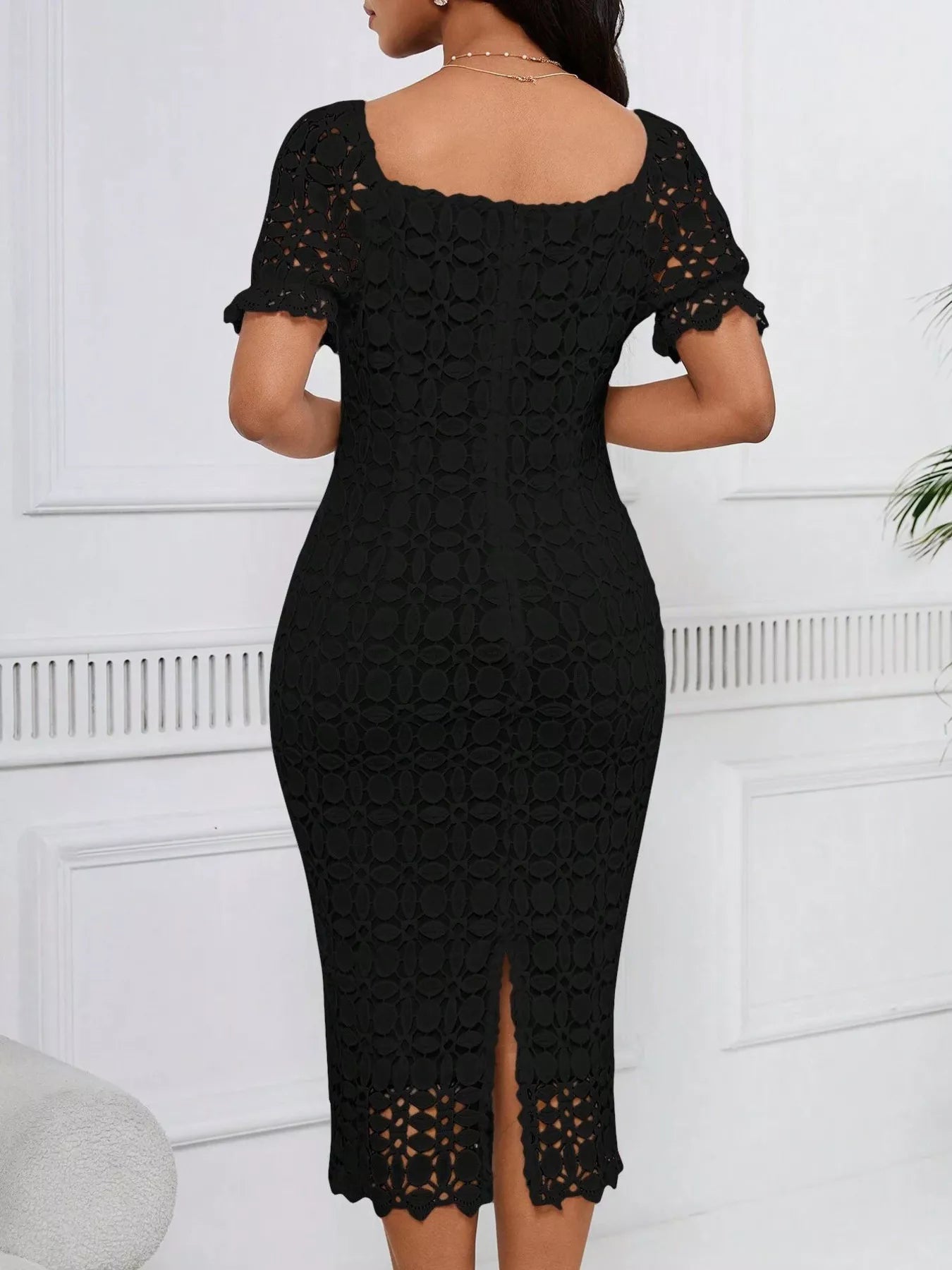 Lace Short Sleeve Midi Dress - Flip Flop Dynasty